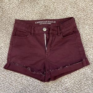 American Eagle Maroon Jean Shorts